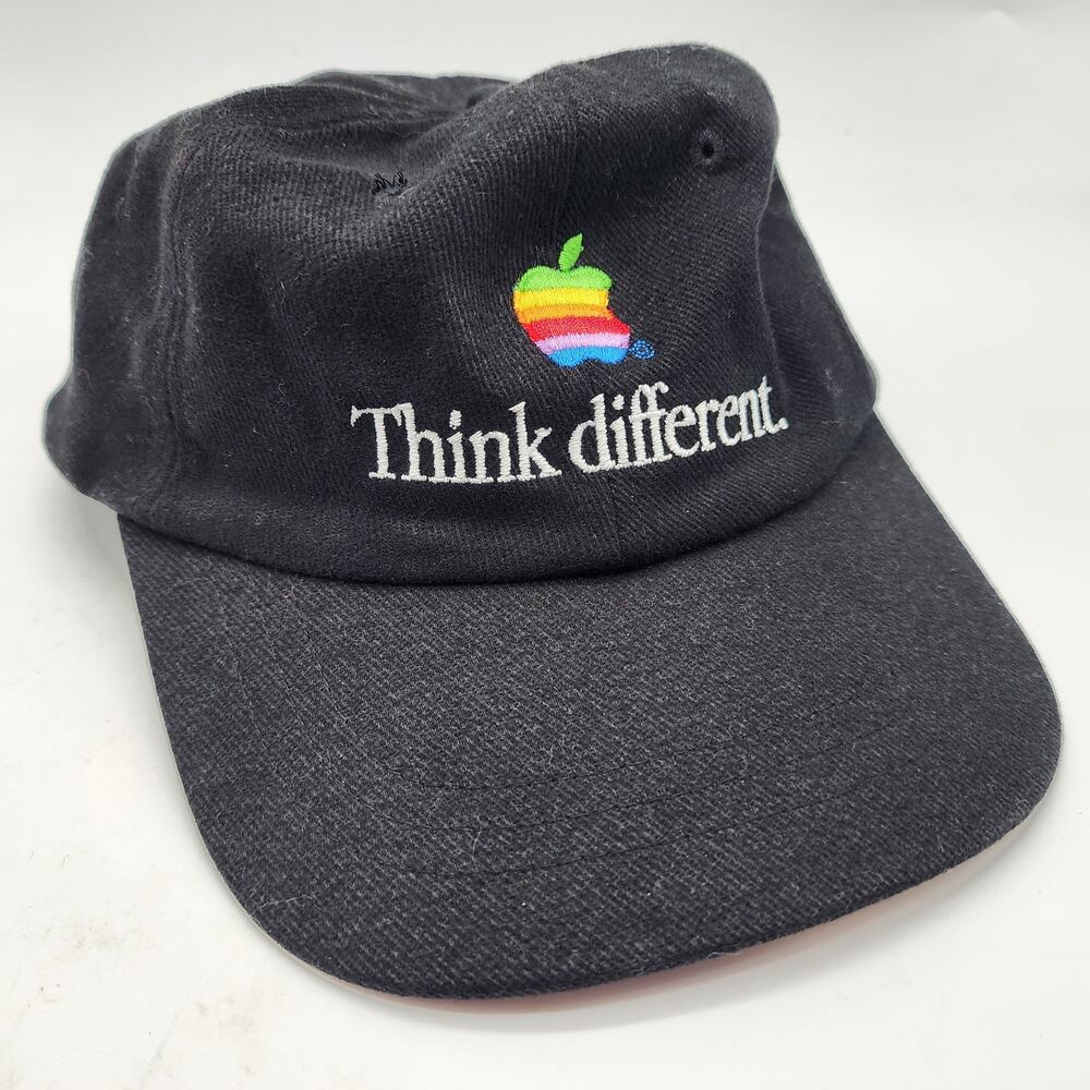 Vintage Apple Think Different Cap Rainbow Logo Embroidered 90's Y2K Black
